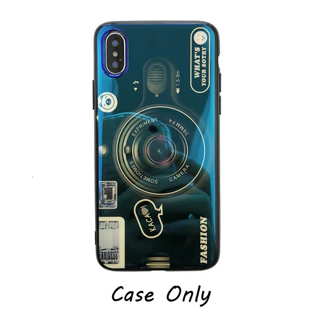 Only Case Blue 3D Ретро чехол с ремешком для камеры для iphone 11 Pro X XR XS MAX 6 7 8 Plus для samsung S8 S9 Модный складной держатель силиконовый чехол Note10 - Цвет: Only Case Blue