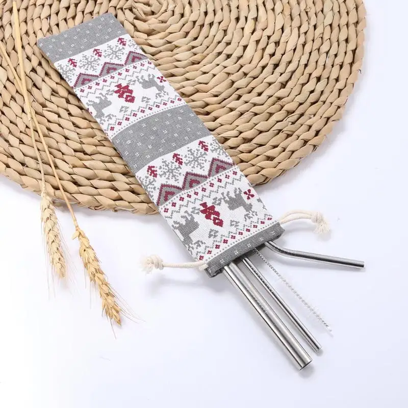 3/5 шт/комплект из нержавеющей стали прямые согнутые Соломинки + чистящая щетка