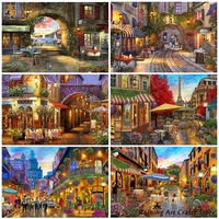 5d diy diamond painting retro town street scenery embroidery full round square drill cross stitch kits mosaic picture home decor