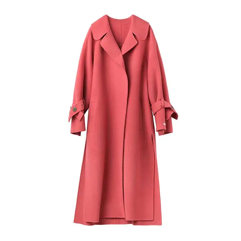 Женское весенне-зимнее двустороннее 100% шерстяное пальто ручной работы