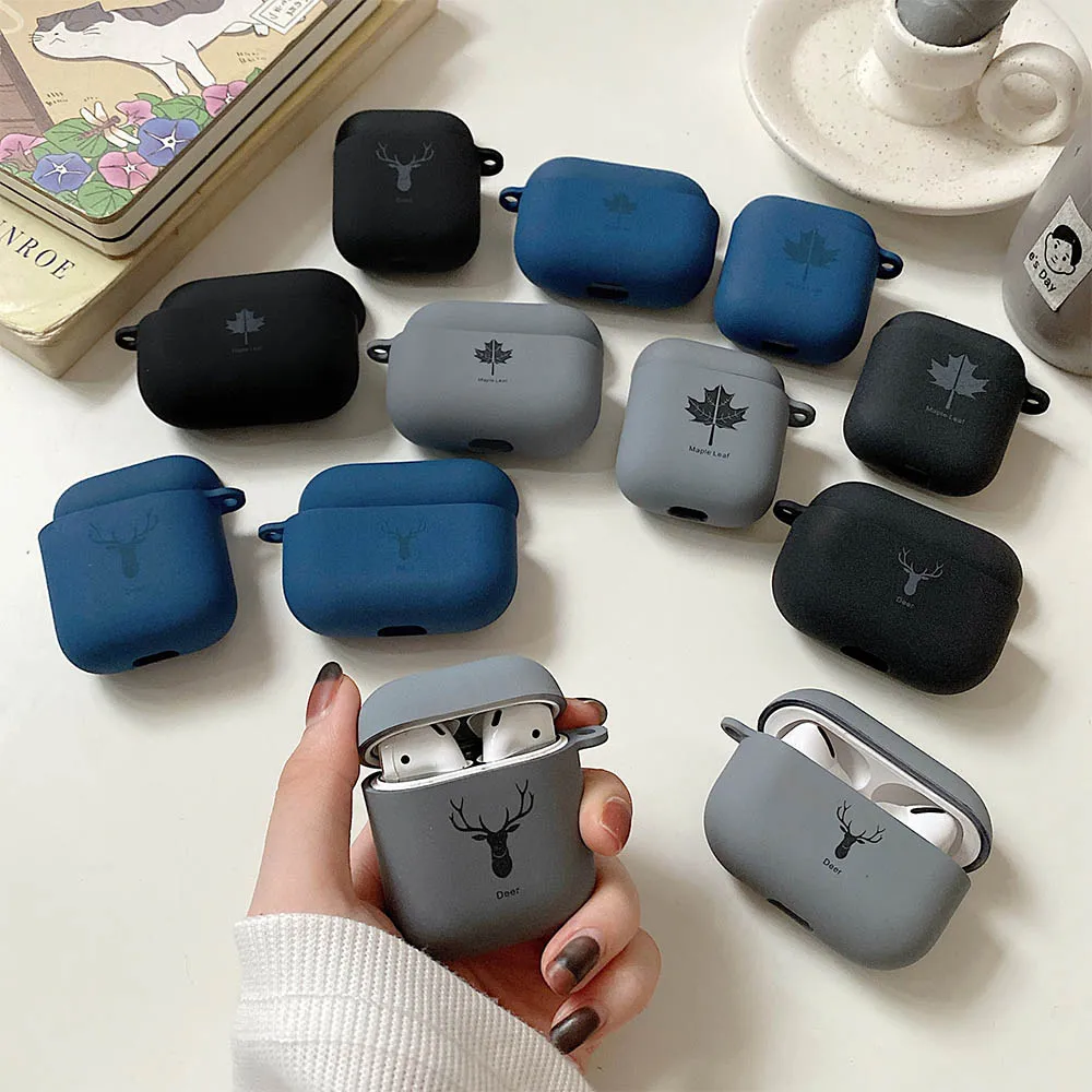 

Чехол для наушников AirPods 2 Pro, мягкий матовый защитный чехол из ТПУ с рисунком оленя, кленового листа для наушников AirPod 1 3, Рождественский пода...