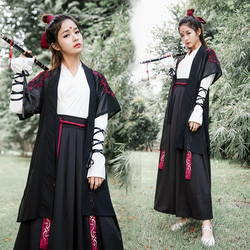 

Chinese National Folk Dance Costume Women Traditional Hanfu Clothin Lady Oriental Swordsman Outfit Han Dynasty Cosplay Clothing
