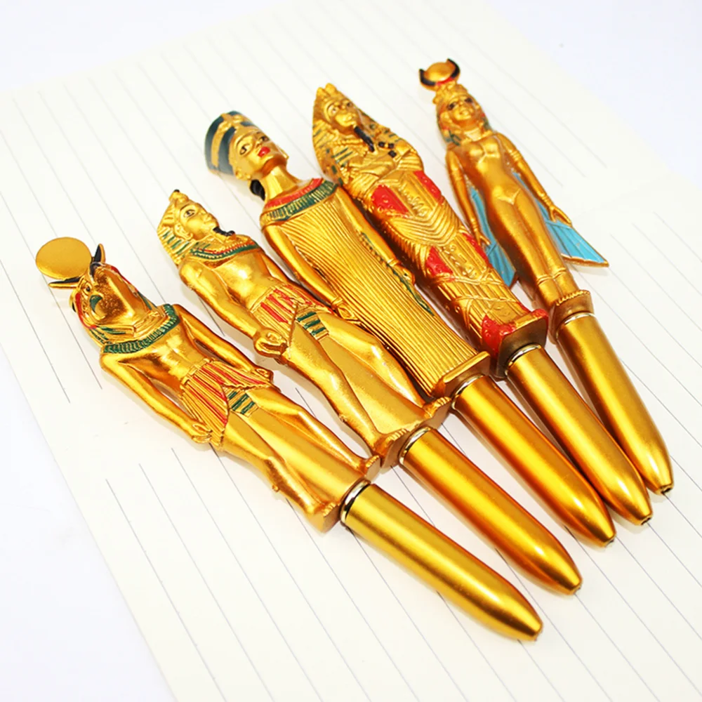 

5pcs Creative Ball-Point Pen Egyptian Character Pharaoh Shaped Craft Ball-Point Pen Promotional Activity Gift for Home Store Sch