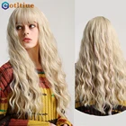 Мёд блондинка длинные волнистые человеческие волосы парики для Для женщин 26 дюймов длинные волосы 613 светильник коричневого фабричного производства вьющиеся Волосы Remy с челкой