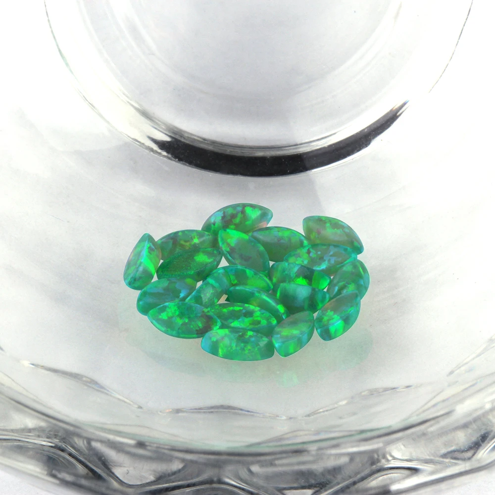 2*4mm 3*6mm 20pcs/lot Marquise Cabochon Flat Bottom OP11 Synthetic Green Loose Fire Opal | Украшения и аксессуары