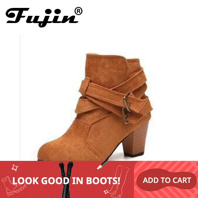 Fujin 2020 Новые осенне зимние женские ботинки высокого качества Европейская Женская