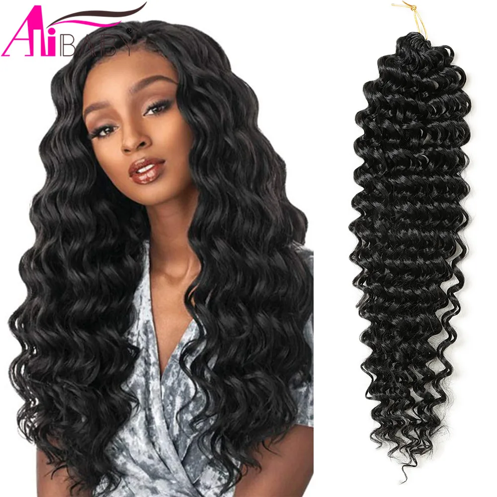 

16inches Synthetic Deep Wave Twist Hair Bundles Medium Curl Ombre Crochet Braiding Hair Extensions For Women Alibaby
