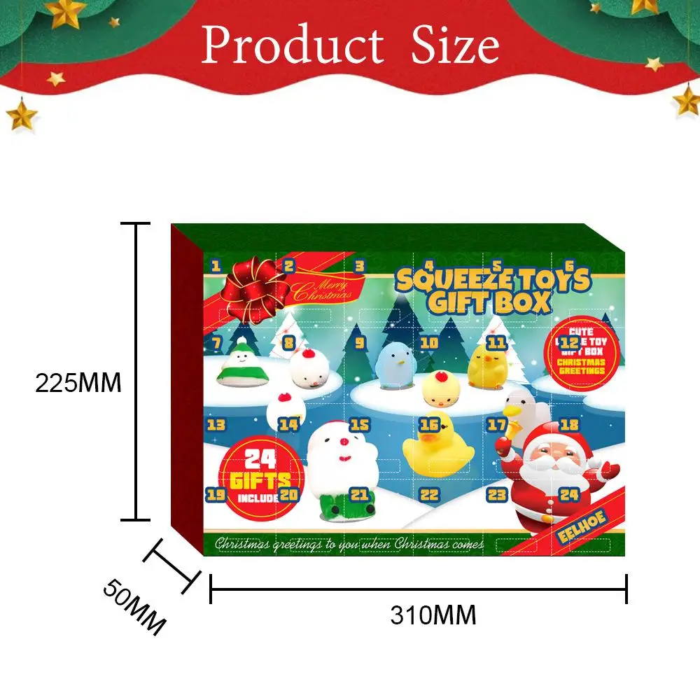 

Christmas Countdown Calendar Toy Christmas Advent Calendar Decompression Squeezing Toy for Children and Teenagers 24Pcs/Set
