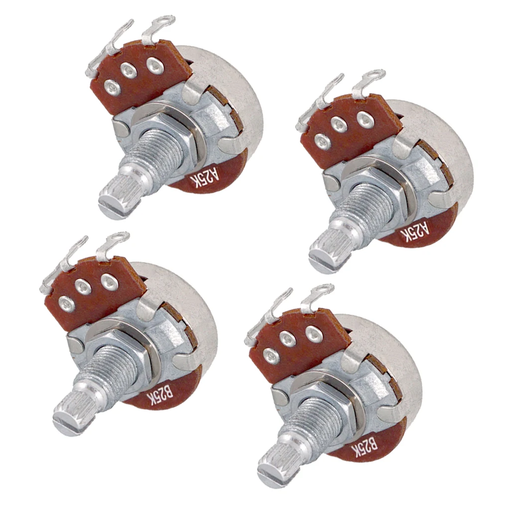 4 stücke a25k b25k töpfe elektrische bass gitarre volume tone schalter potentiometer free global shipping