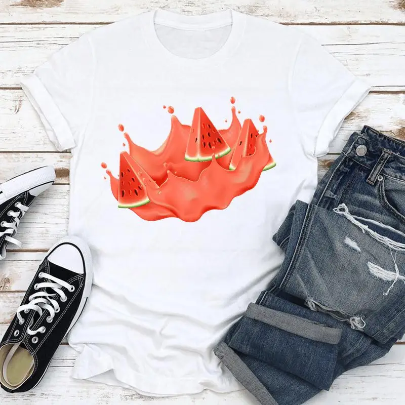 Футболка женская летняя с коротким рукавом милая Модная рубашка принтом авокадо