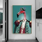 Постеры адмирал фламинго, настенная Картина на холсте, картина на стену, смешное животное с формой, картина для гостиной, домашний декор