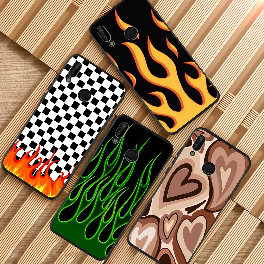 

New Luxury Flame Lattice Pattern for Huawei P40 P30 P20 P10 P8 Lite 2017 Mate 30 20 10 Lite Pro Phone Case Funda Cover Coque
