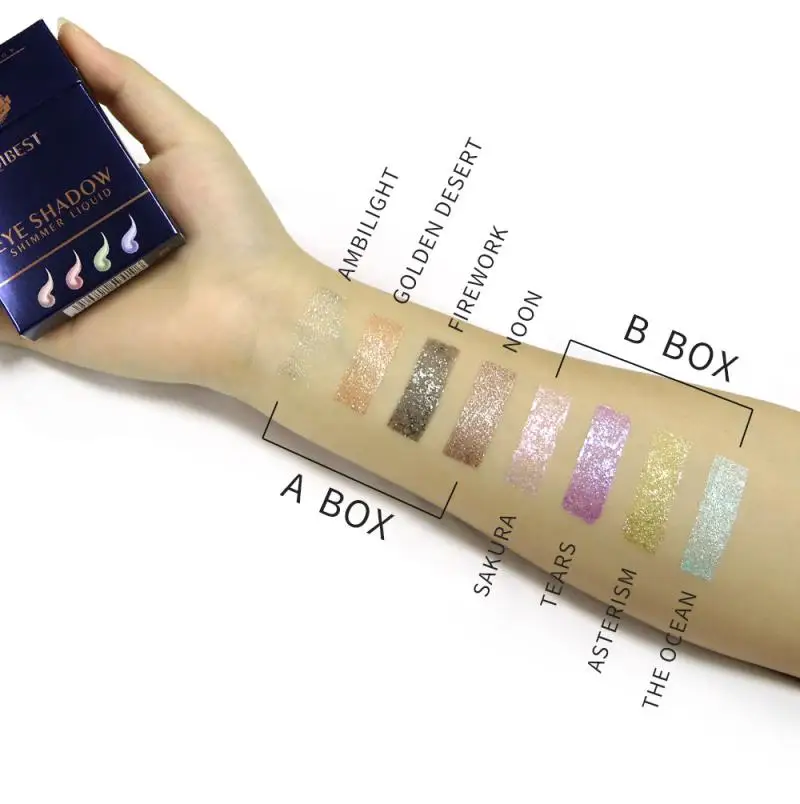 Набор теней для век QIBEST 4 цвета Дымчатая тушь ресниц с перламутровыми камнями