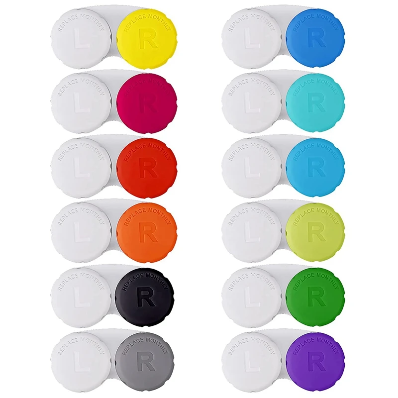

12PCS Colorful Contact Lens Case, Contact Lens Immersion Kit, Suitable For Outdoor Mini Contact Lens Case Screw Top