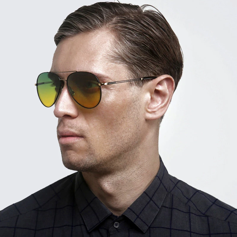 Мужские солнцезащитные очки, винтажные поляризационные круглые очки, очки для вождения, оригинальные очки с клипсой, автомобильные аксессу...
