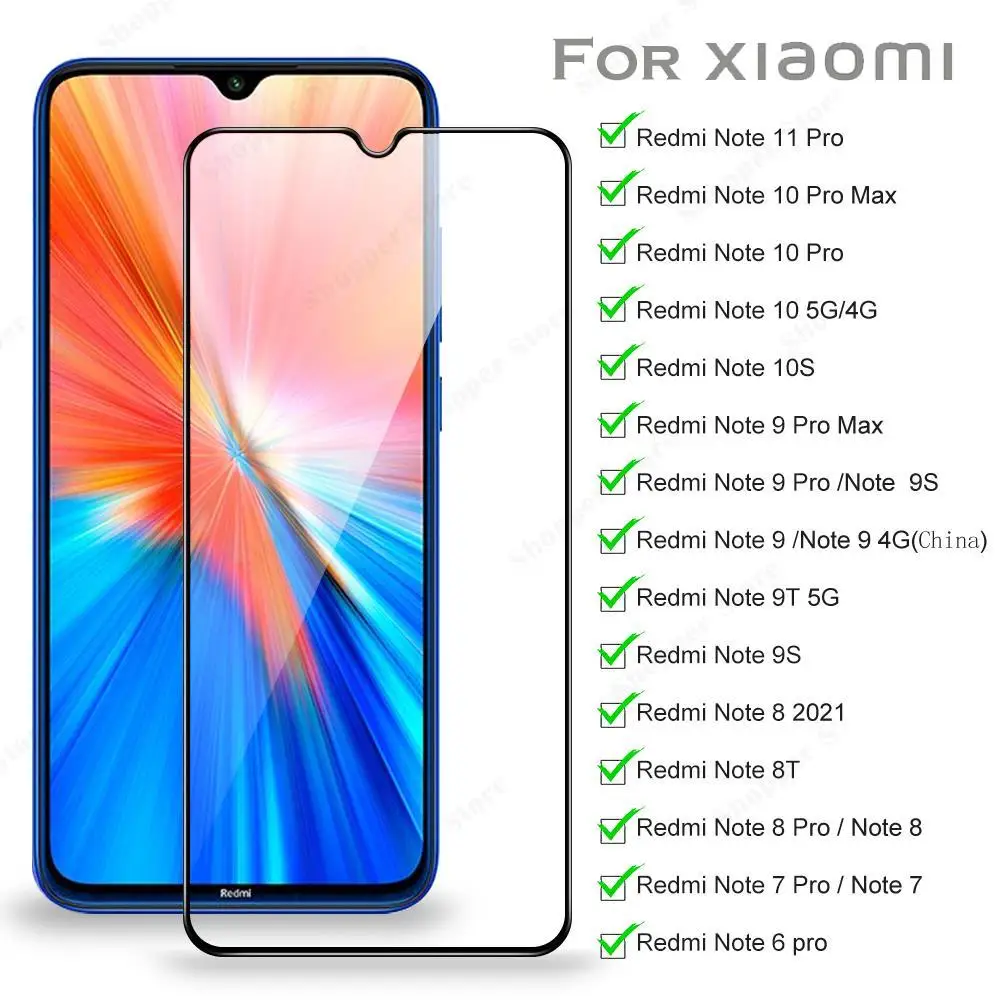 Защитное стекло Redmi Note 11 Pro Защита экрана для Xiaomi 10 Max 9 8 7 6 9t 9s закаленное |