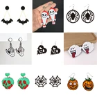 Donarsei Хэллоуин летучая мышь Тыква череп акриловые серьги женские Хэллоуин костюм косплей жуткий паук скелет висячие серьги вечерние