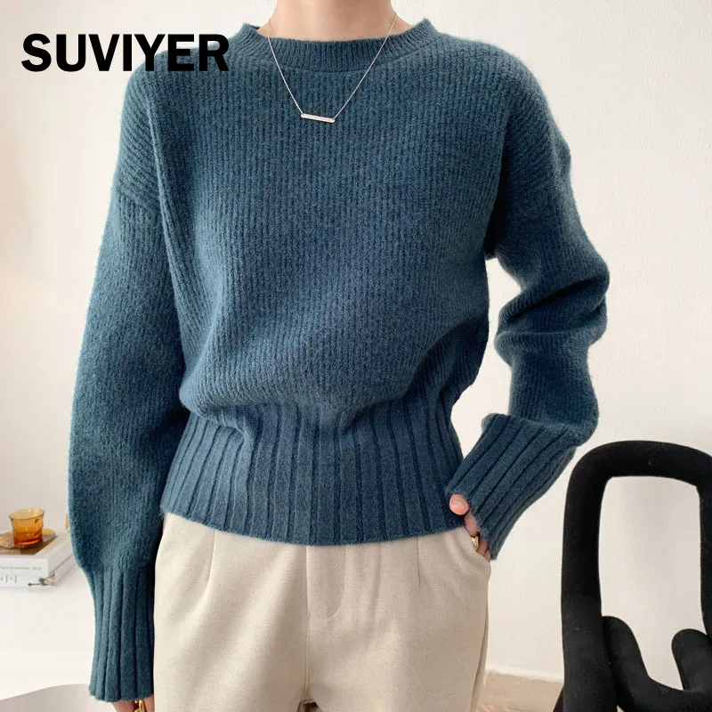 

[SUVIYER] Autumn and Winter Knitted Vest Sweater Women And Pullover Fashion Long Sleeve Women Clothing fashion