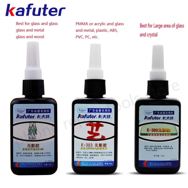 

Strong 50ml Kafuter UV Glue UV Curing Adhesive K-303/302 51LED UV Flashlight UV Curing Adhesive Crystal Glass Metal Bonding