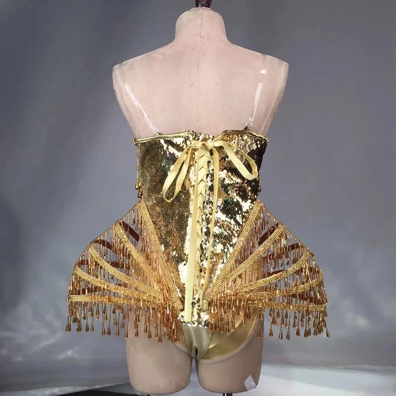 Sexy Crystal beads Bodysuit Dress Stage Performance Bling Dresses Dance Wear Nightclub Shining Costume Outfit drag queen costume |