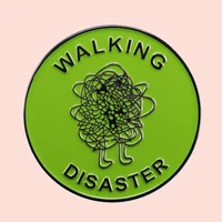 zf1617 walking disaster clothing accessories enamel pin brooch creative cartoon denim coat lapel badge jewelry gift