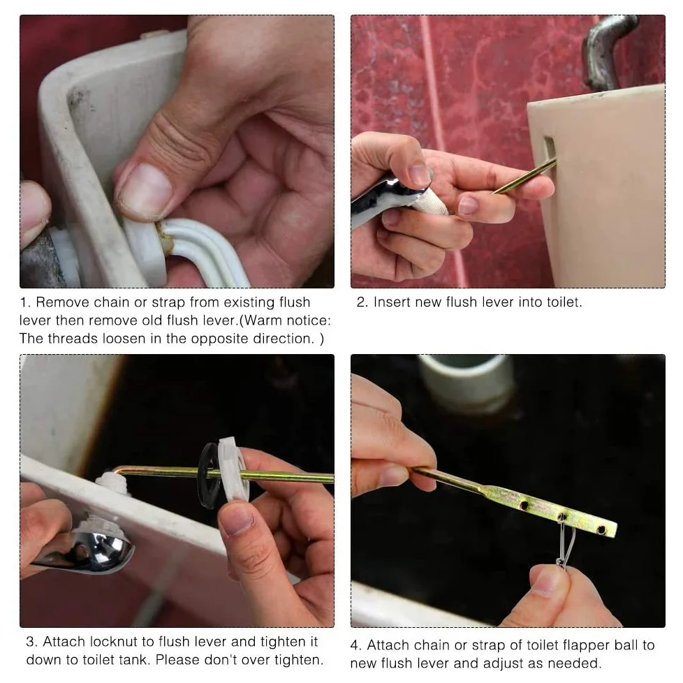 Набор для ремонта унитаза включает хромированные болты с рычагом смыва и