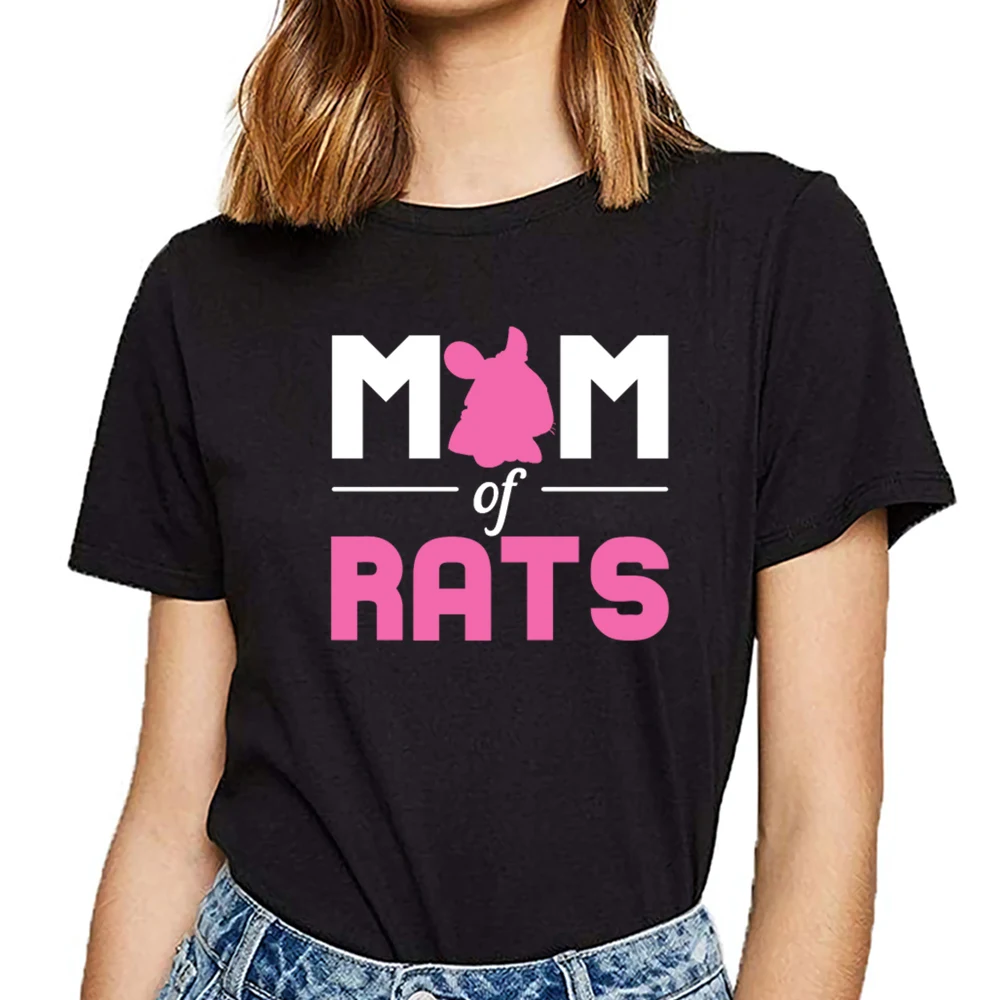 

Tops T Shirt Women rats mother mom pet Casual Black Print Female Tshirt