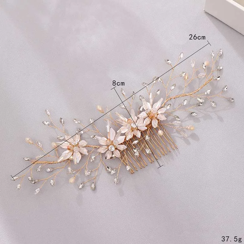 FORSEVEN Новая мода милый ретро цветок кристалл гребни для волос Китайская свадьба