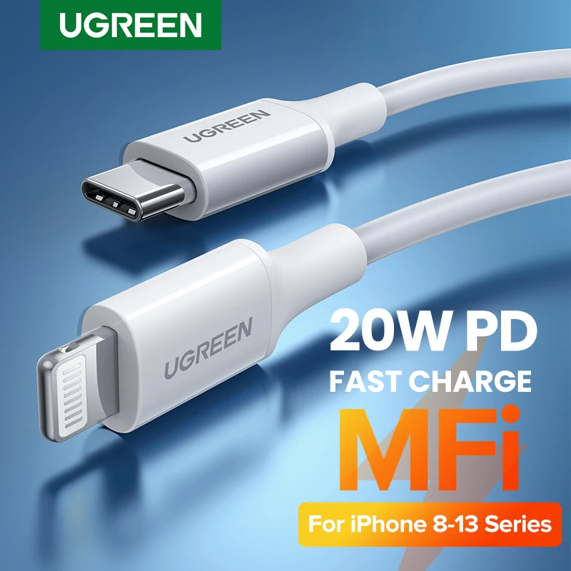 UGREEN-Cable USB tipo C A Lightning, 20W, 18W, para iPhone 13, Macbook Pro, MFi, PD-0