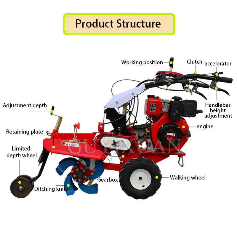 Многофункциональный садовый дизельный четырехколесный привод микро