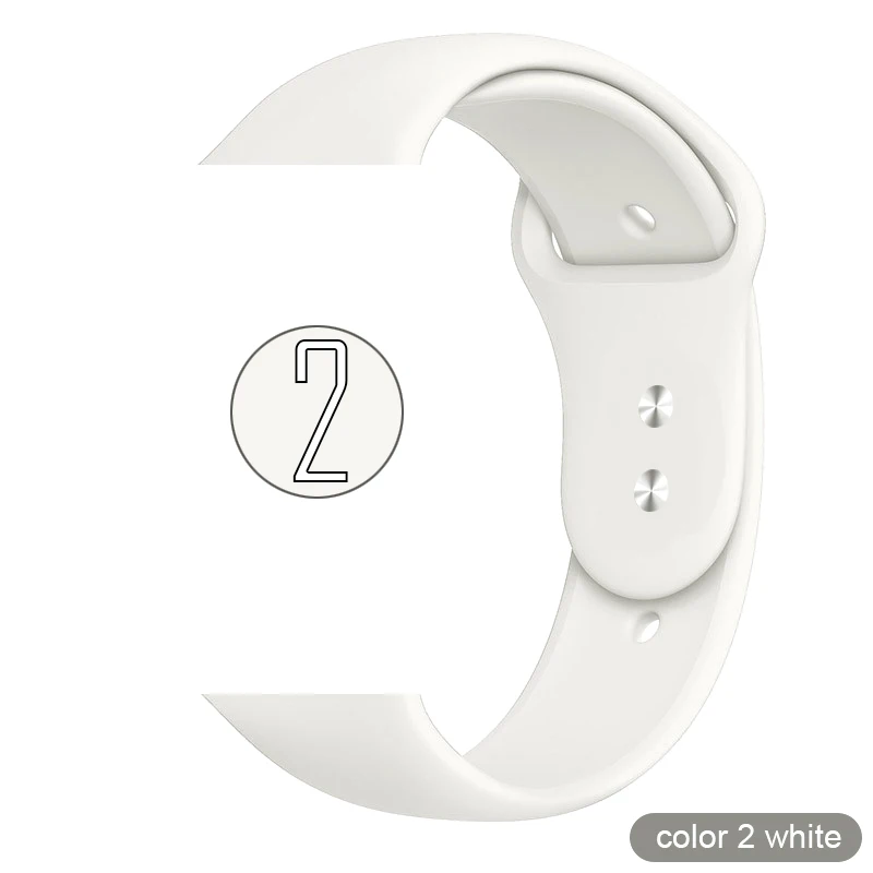 Мягкий силиконовый спортивный ремешок для Apple Watch 5 4 3 2 1 38 мм 42 мм, резиновый ремешок для часов Iwatch series 5 4 40 мм 44 мм - Цвет ремешка: 02 White