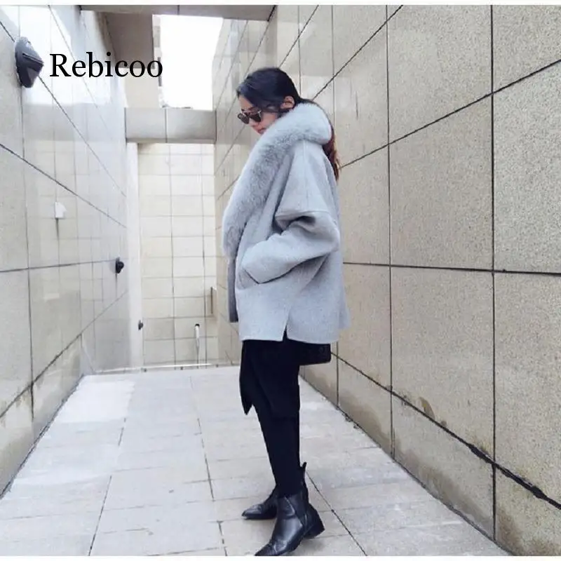 Модное женское Шерстяное Пальто на осень и зиму теплое шерстяное пальто большого