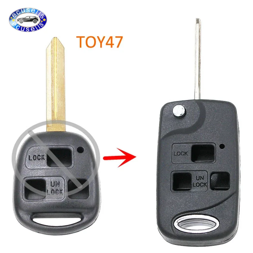 3 кнопки для Toyota YARIS RAV4 TOWN ACE AVALON SIENNA Флип брелок чехол ключей с лезвием TOY47|buttons