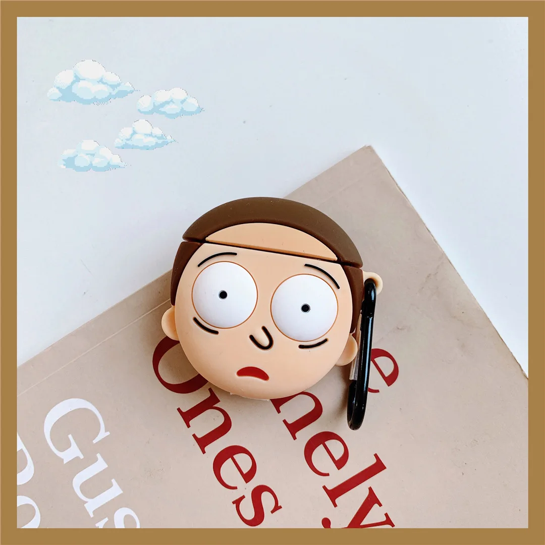 Милый силиконовый чехол для наушников с 3D рисунком Rick Modi для Apple New AirPods 1/2, беспроводная bluetooth-гарнитура