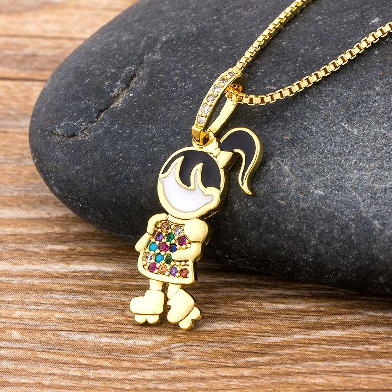 Модное ожерелье с кулоном из циркония для девочек и мальчиков украшения детей