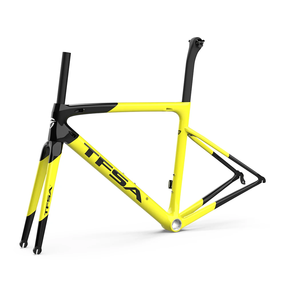 

Подходит для Di2 и механический, OEM, индивидуальная покраска, BSA, одно отверстие, V-образный тормоз в желтой карбоновой раме для дорожного велос...