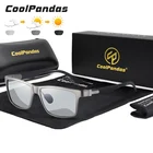 Мужские Солнцезащитные очки-Хамелеон, квадратные фотохромные Поляризационные солнечные очки из углеродного волокна, для вождения