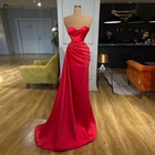 Женское атласное платье-русалка, Красное длинное вечернее платье для выпускного вечера, 2021