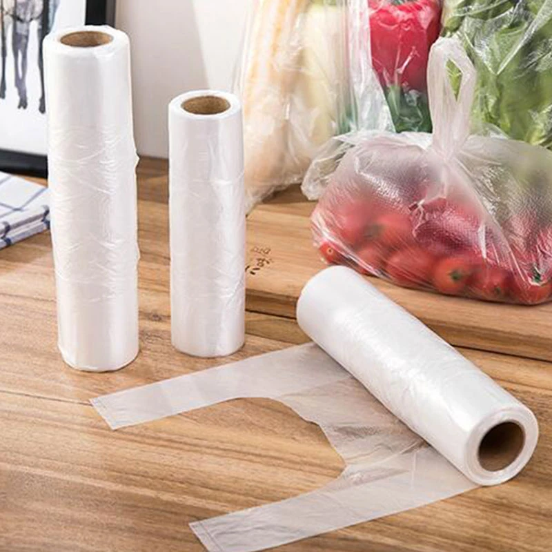 

100PCS Transpare Roll Fresh-keeping Plastic Bags of Vacuum Food Saver Bag 3 Sizes Food Storage Bags with Handle Keep Fresh