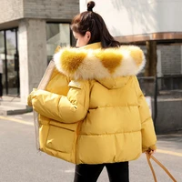 fall clothes chic parkas soft fur hooded down jaket female 2021 new korean fashion loose youth coat doudoune femme winter coat