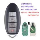Умный пульт дистанционного управления XNRKEY, 3 + 1 кнопка, чип PCF7936ID46, 315 МГц, CWTWBU729, FCC ключ для Nissan Tenna (EX-08), Автомобильный ключ