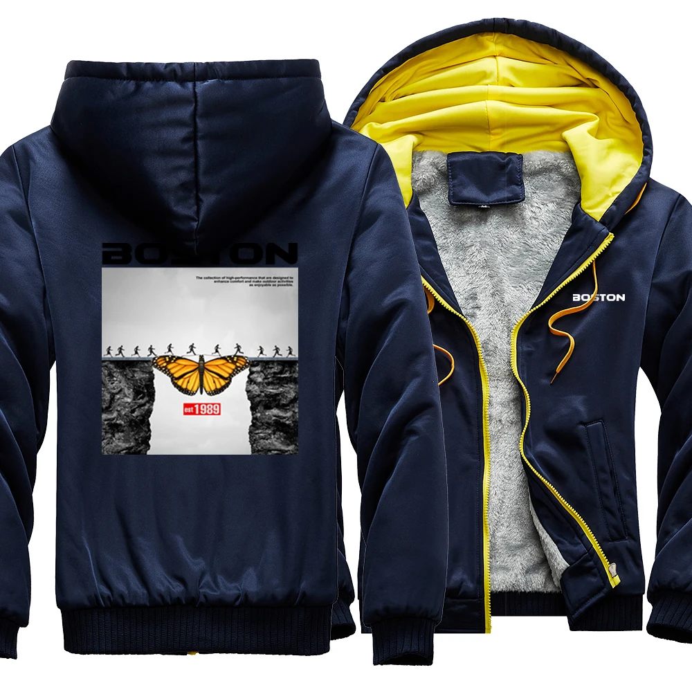 

Yellow Butterfly Cute Printed Hooded Mens Hip Hop Warm Jacket Zipper Fashion Hoodies 2020 Winter Thicken Pocket Male Sweatshirts