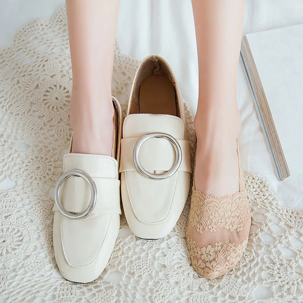 Женские летние носки для девочек хлопковые кружевные нескользящие башмачки с