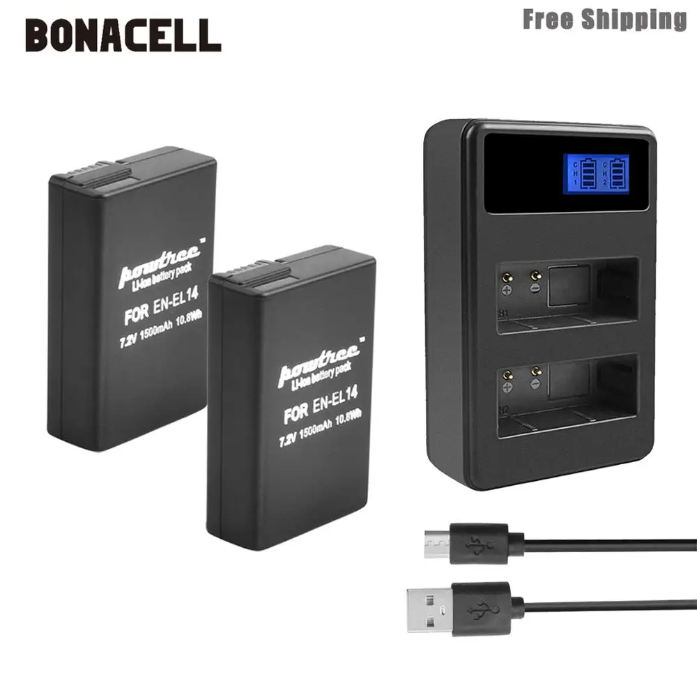 Устройство зарядное Bonacell на 1500 мАч для Nikon P7800 P7700 P7100 P7000 D5500 D5300 D5200 L50|Цифровые