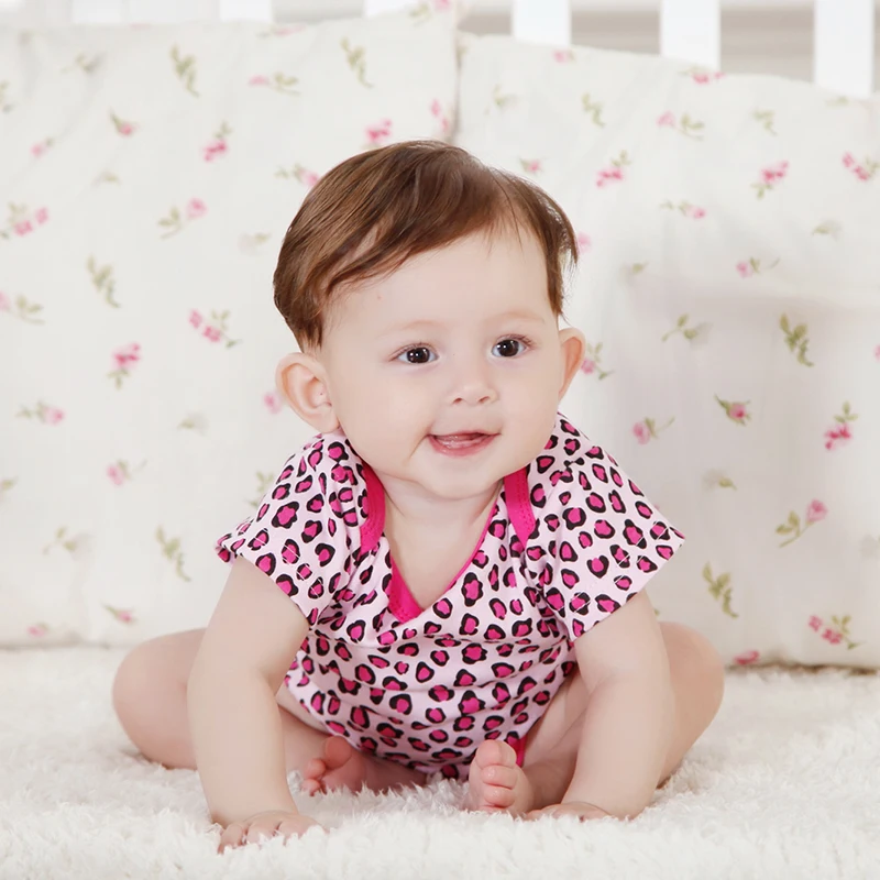 Новинка 2020 детское боди с коротким рукавом женское хлопковое леопардовым