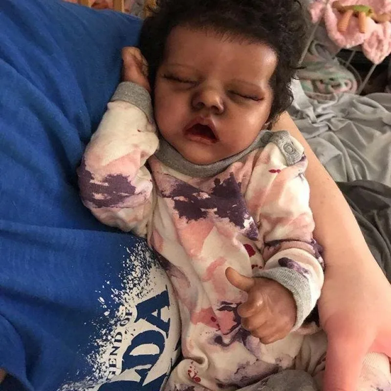 

ADFO Reborn Baby Doll 17 Inches Black Dolls Lifelike Newborn Soft Vinyl Silicone Reborn Dolls LoL Children Girls Christmas Gifts