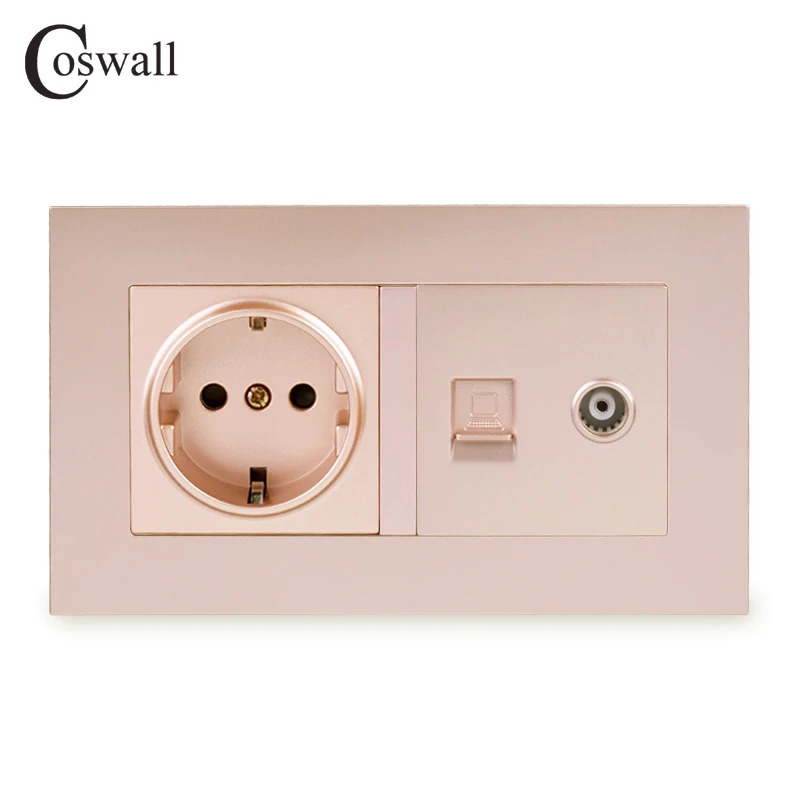 Простая панель Coswall для ПК Европейская/Русская/испанская настенная розетка +