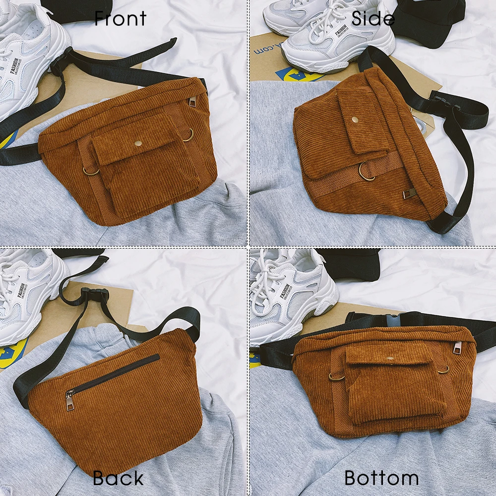 Вельветовые поясные сумки для женщин 2020 модные женские телефона дорожные