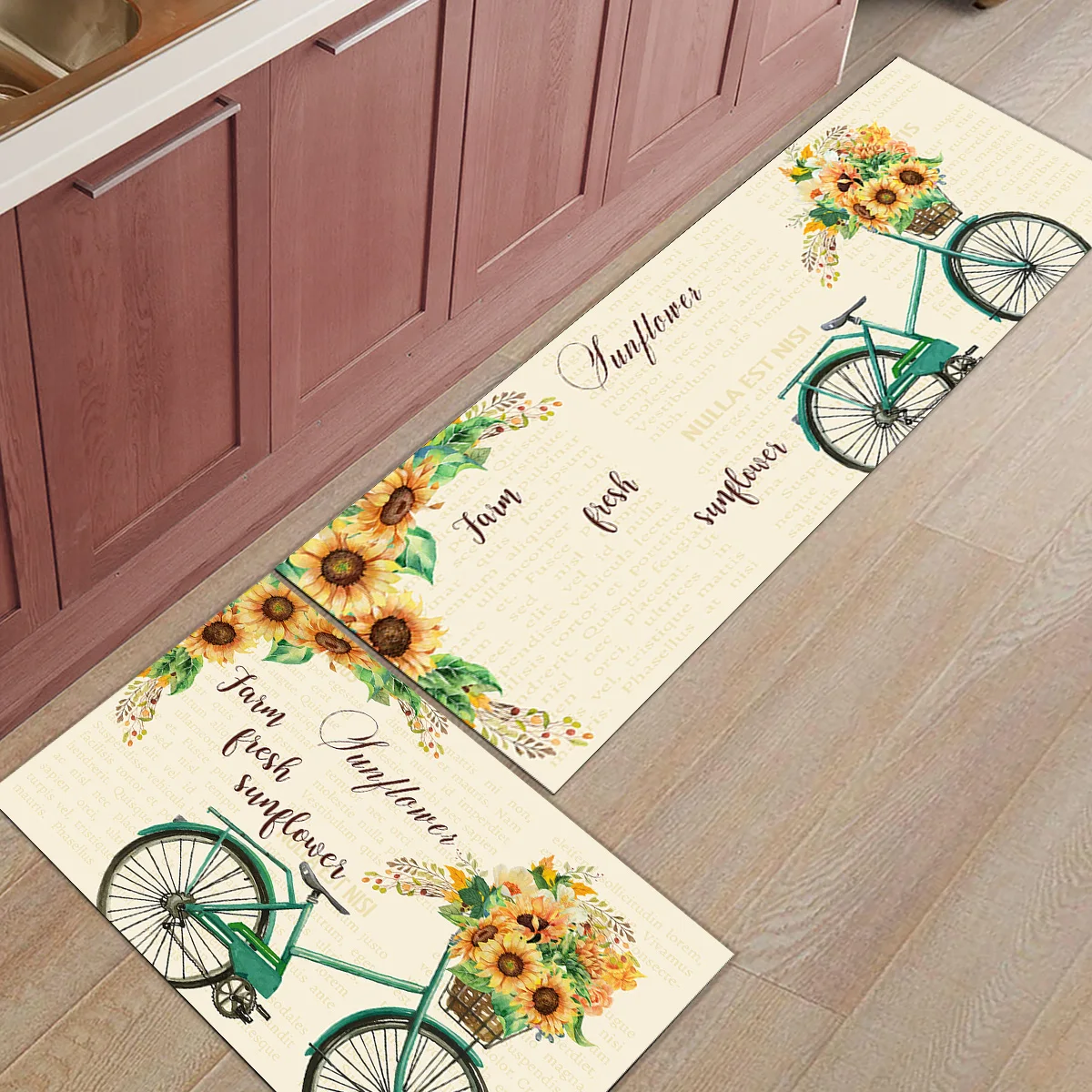 2 шт./компл. Прокат подсолнухи Кухня коврик длинные Спальня входная дверь тапочки