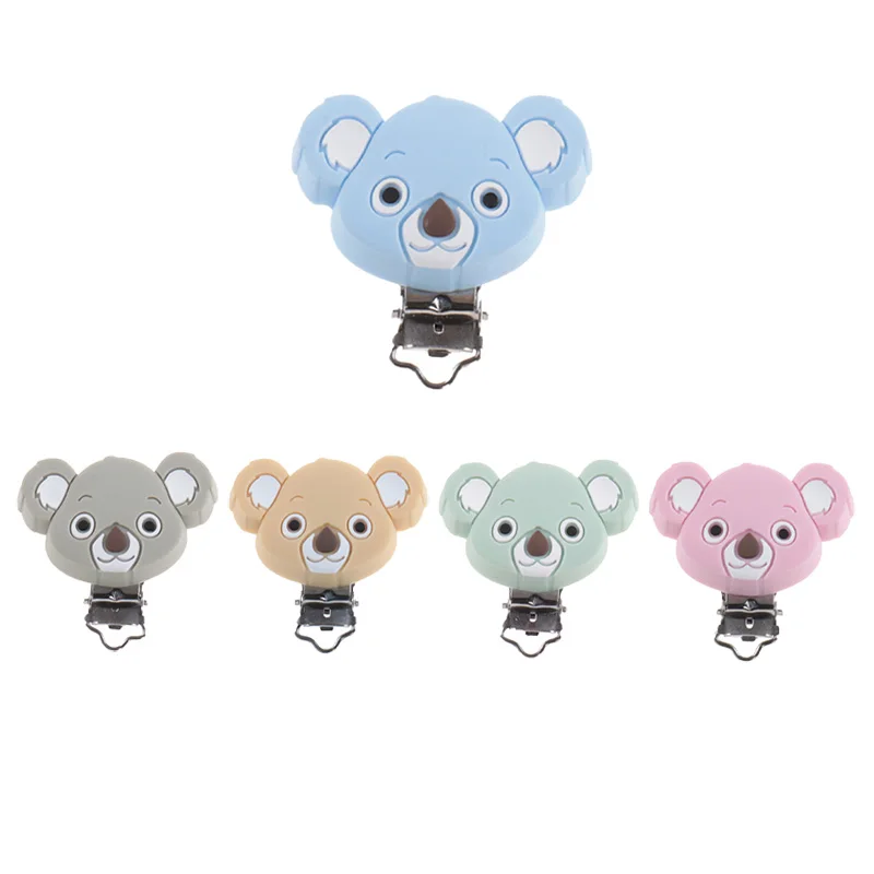 Soporte para chupete de beb&eacute;, Clips de silicona para dentici&oacute;n de beb&eacute;, Clips de mezcla de Koala, Bulldog, estrellas, sin BPA, 10 Uds.-1